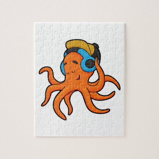 Oktopus bei Musik mit Kopfhörer Puzzle (Vertikal)