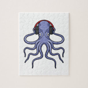 Oktopus bei Musik mit Kopfhörer Puzzle