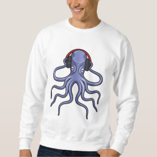 Oktopus bei Musik mit Kopfhörer Sweatshirt
