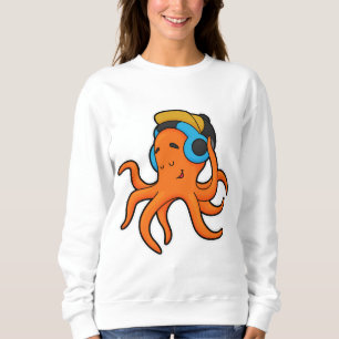 Oktopus bei Musik mit Kopfhörer Sweatshirt