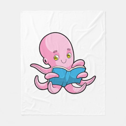 Oktopus beim Lesen eines Buches Fleecedecke (Vorderseite)