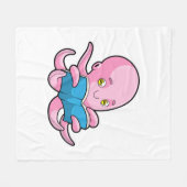 Oktopus beim Lesen eines Buches Fleecedecke (Vorderseite (Horizontal))