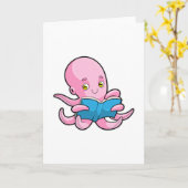 Oktopus beim Lesen eines Buches Karte (Gelbe Blume)