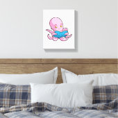 Oktopus beim Lesen eines Buches Leinwanddruck (Insitu (Schlafzimmer))