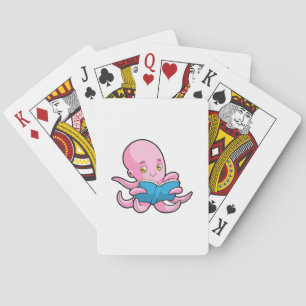 Oktopus beim Lesen eines Buches Spielkarten