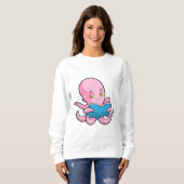 Oktopus beim Lesen eines Buches Sweatshirt (Vorne ganz)