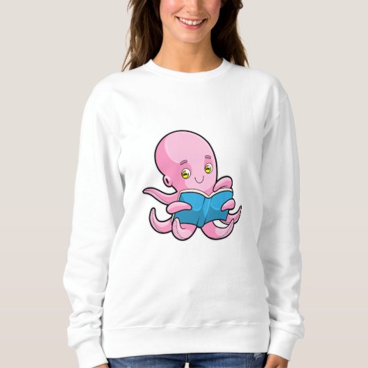 Oktopus beim Lesen eines Buches Sweatshirt (Vorderseite)