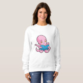 Oktopus beim Lesen eines Buches Sweatshirt (Vorne ganz)