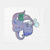 Oktopus beim Lesen mit Buch Fleecedecke (Vorderseite (Horizontal))