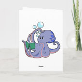 Oktopus beim Lesen mit Buch Karte (Rückseite)