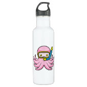Oktopus beim Tauchen mit Schnorchel & Schwimmbrill Edelstahlflasche (Vorderseite)