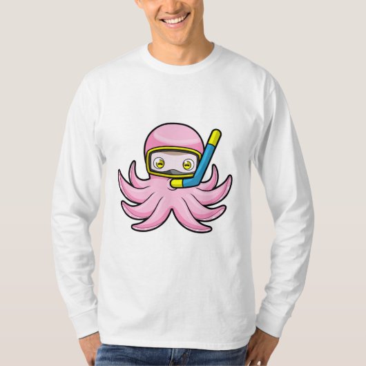 Oktopus beim Tauchen mit Schnorchel & Schwimmbrill T-Shirt (Vorderseite)