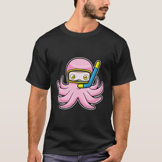 Oktopus beim Tauchen mit Schnorchel & Schwimmbrill T-Shirt (Vorderseite)