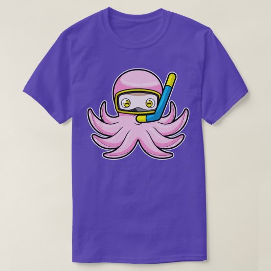 Oktopus beim Tauchen mit Schnorchel Schwimmbrille T-Shirt (Design vorne)