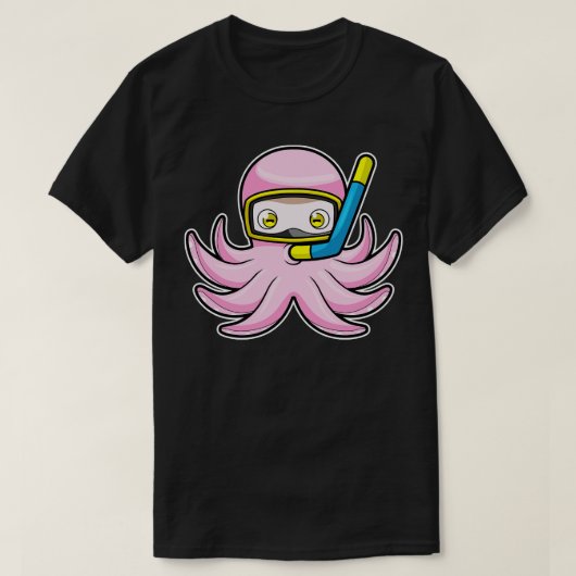 Oktopus beim Tauchen mit Schnorchel Schwimmbrille T-Shirt (Design vorne)