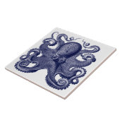 Oktopus Blau & Weiß Fliese (Seite)