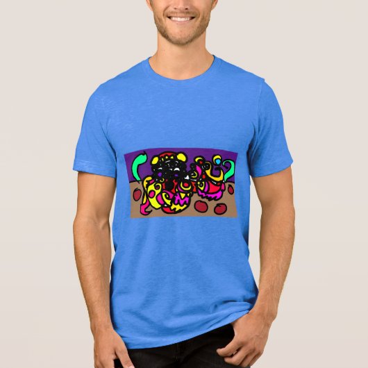 Oktopus cooler Stil Tri-Blend Shirt (Vorderseite)