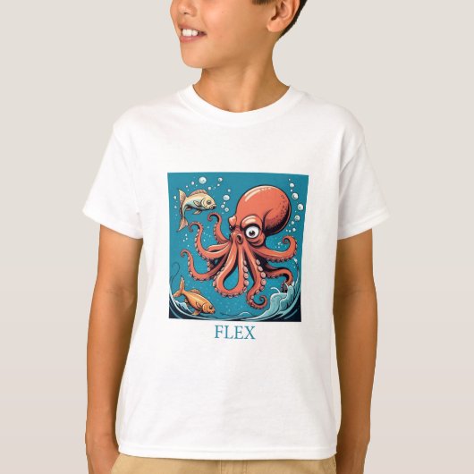 Oktopus, der einen Fisch läppt, Flex T-Shirt (Vorderseite)