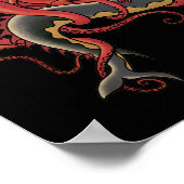 Oktopus, der einen Hai bekämpft Poster (Ecke)