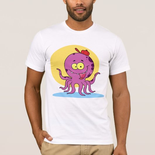 Oktopus, der einen T - Shirt mit roten Ball-Cap-Me (Vorderseite)