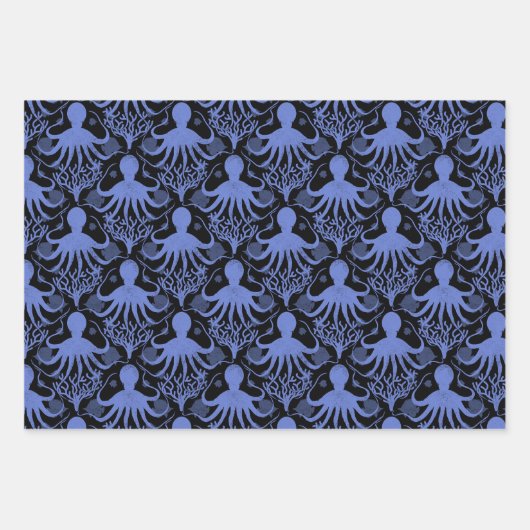 Oktopus (dunkle und helle Hintergründe) Geschenkpapier Set (Vorderseite 3)