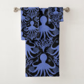 Oktopus (dunkler Hintergrund) Badhandtuch Set (Insitu)