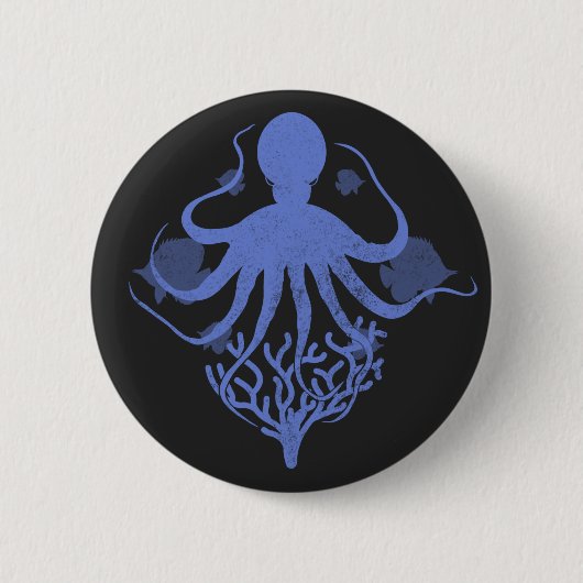 Oktopus (dunkler Hintergrund) Button (Vorderseite)