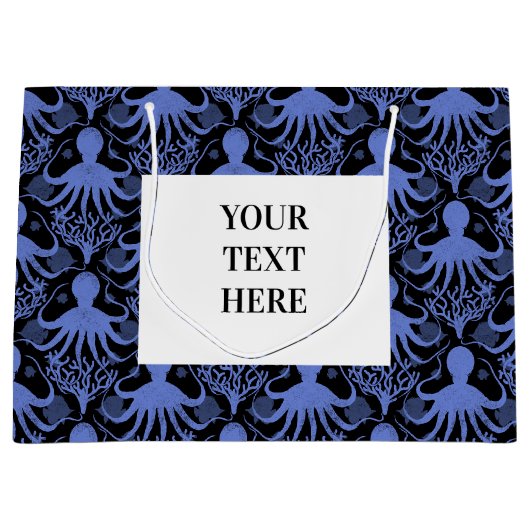 Oktopus (dunkler Hintergrund) Große Geschenktüte (Vorderseite)