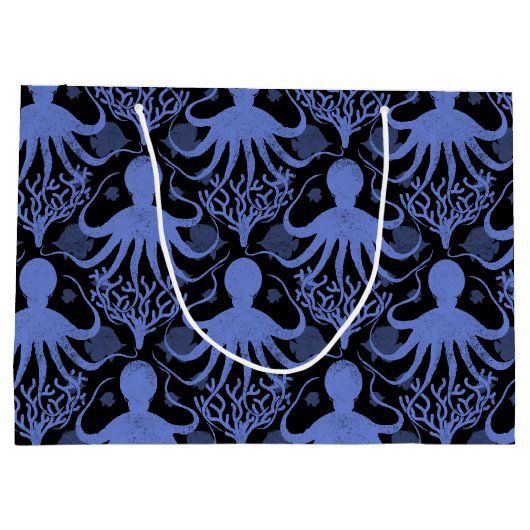 Oktopus (dunkler Hintergrund) Große Geschenktüte (Rückseite)