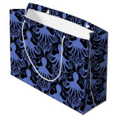 Oktopus (dunkler Hintergrund) Große Geschenktüte (Rückseite Schrägansicht)