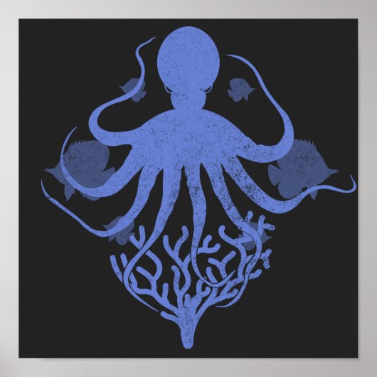 Oktopus (dunkler Hintergrund) Poster (Vorne)