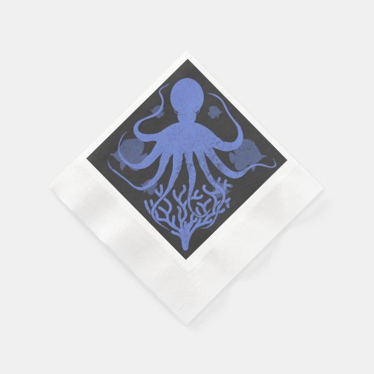 Oktopus (dunkler Hintergrund) Serviette (Ecke)