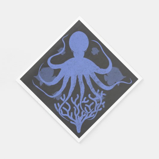 Oktopus (dunkler Hintergrund) Serviette (Ecke)