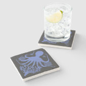 Oktopus (dunkler Hintergrund) Steinuntersetzer (Seitenansicht)