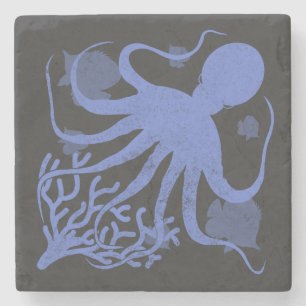 Oktopus (dunkler Hintergrund) Steinuntersetzer