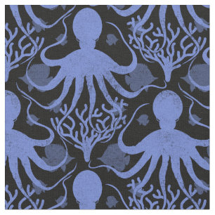 Oktopus (dunkler Hintergrund) Stoff