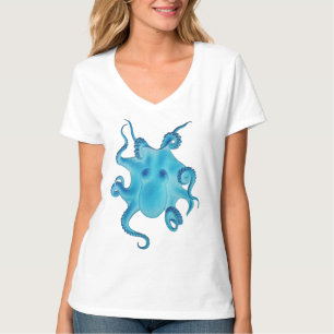 Oktopus Electric Ocean Blau Kraken Majestätisches T-Shirt
