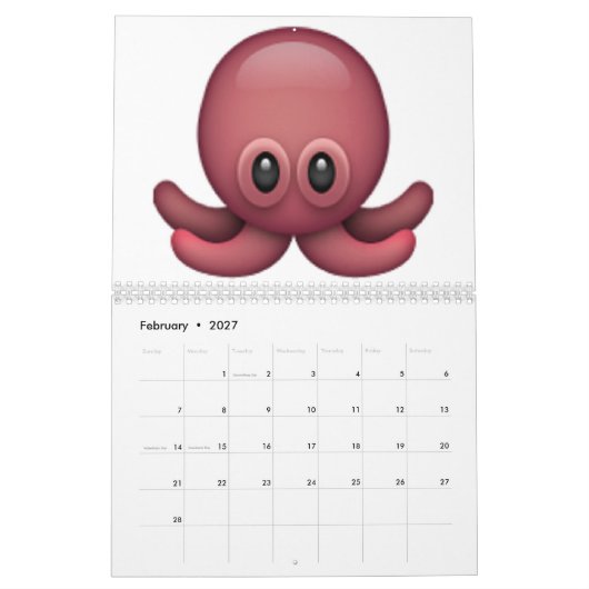 Oktopus - Emoji Kalender (Feb 2027)