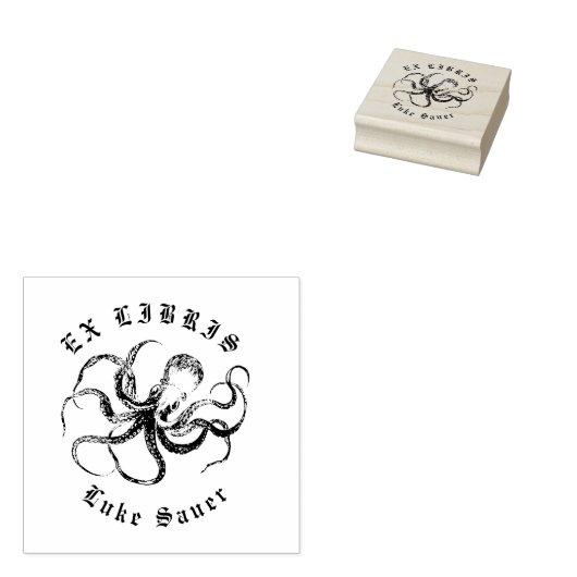 Oktopus ex libris Briefmarke Gummistempel (Stempel)