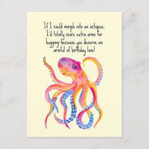 Oktopus Extraarme zum Umarmen Whimsy Geburtstag Postkarte