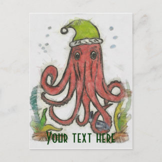 Oktopus Feiertagspostkarte