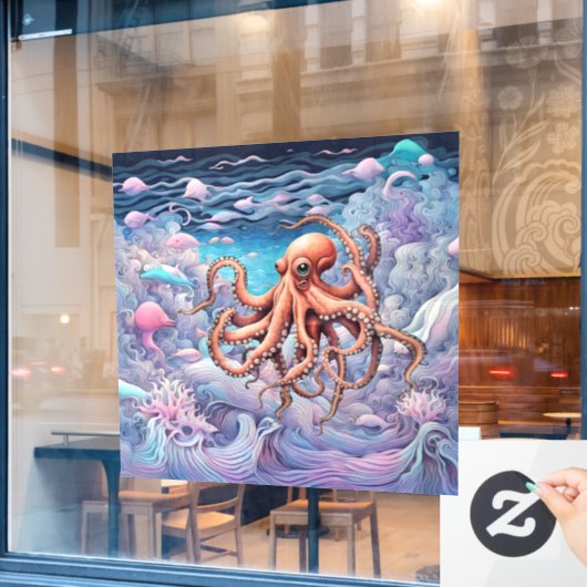 Oktopus Fensteraufkleber (Café-Fenster)