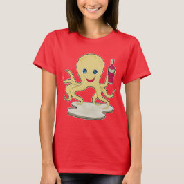Oktopus Flaschwein T-Shirt