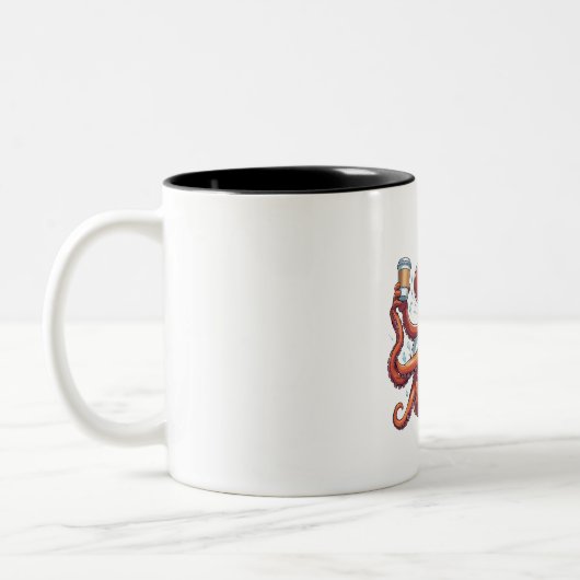 Oktopus - Funny Multitasking Zweifarbige Tasse (Links)