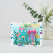 Oktopus für Valentine Postkarte (Stehend Vorderseite)