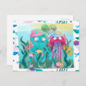 Oktopus für Valentine Postkarte (Vorne/Hinten)