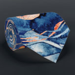 Oktopus-Gelee-Seeteufel-Orange Krawatte<br><div class="desc">Eine wunderschöne Aquarellbild mit abstrakten Meereswellen in Marineblau und Orange, durch die Gelee und ein großer blauer Oktopus schwimmen. Sie sind von Muscheln, Elfenbeinblasen und Imitaten mit Goldschaum umgeben. Diese sind ideal für die Küstendestination; tropische Gastgeschenke Hochzeiten zum Thema Insel und Strand oder Geschenke zum Brautparty, zum Thema Babyduschen und...</div>