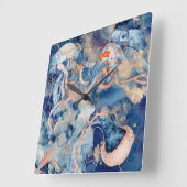 Oktopus-Gelee-Seeteufel-Orange Quadratische Wanduhr (Winkel)