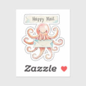 Oktopus, glückliche Post, Aufkleber (Blatt)