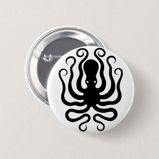 Oktopus, griechisches Reliefdesign Button (Vorne & Hinten)